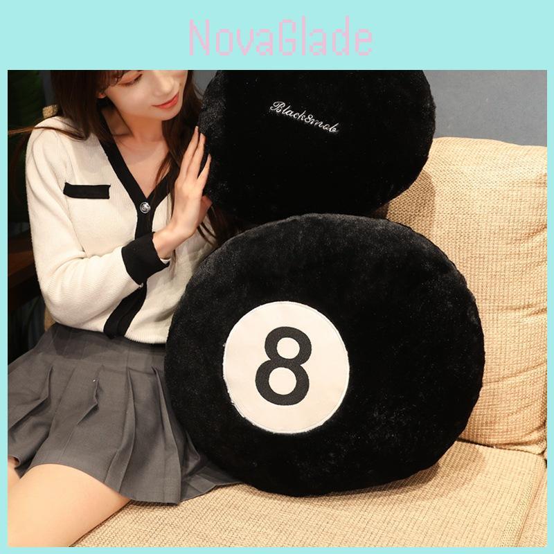 Creative Black 8 Billiards Pillow Plush Toy Sofa Cushion Nap Pillow Living Room Decoration Puppet