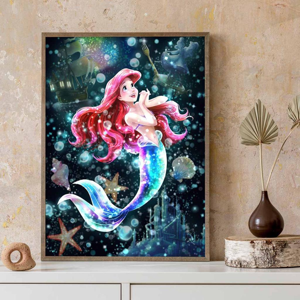 5D DIY Diamond Art Painting Kits for Adults, The Beautiful Mermaid Full Round Crystal Diamond Kits for Beginner for Home Wall Decorate