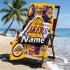 Custom Name Personalized basketball team Print Beach Towel, for Trip Camping Beach Party Home Decor, Birthday Gift for Family & Friends