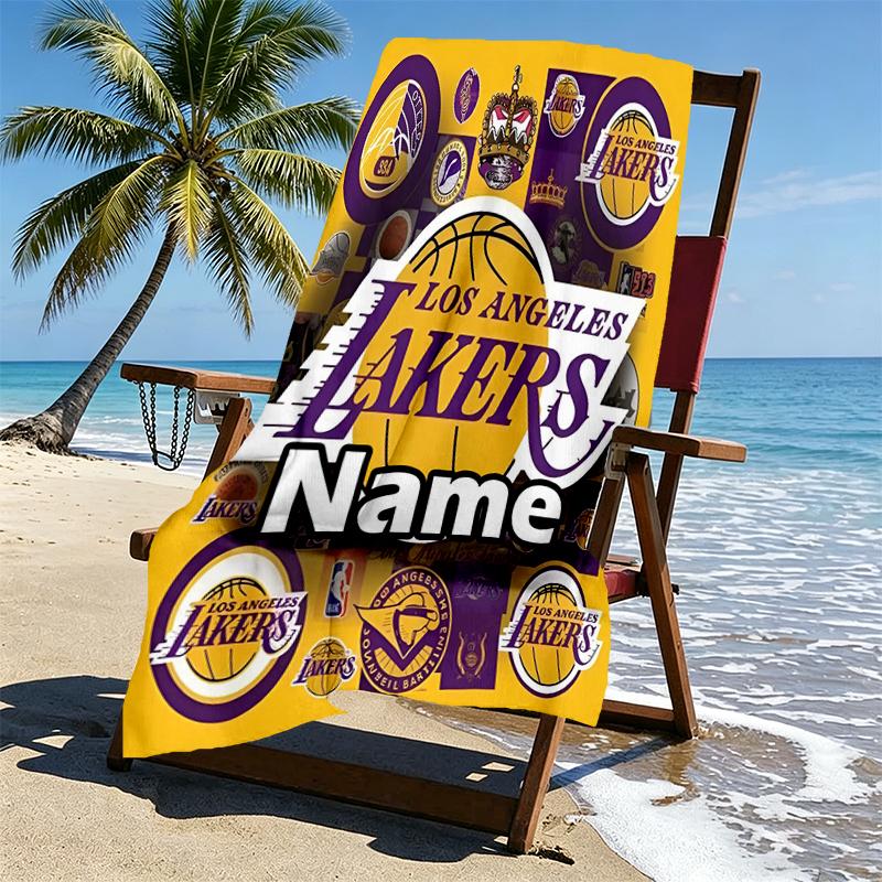 Custom Name Personalized basketball team Print Beach Towel, for Trip Camping Beach Party Home Decor, Birthday Gift for Family & Friends