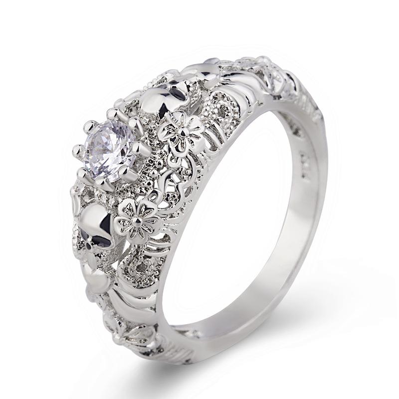 

Vintage Gothic Skull Ring Black Rings Punk Jewelry Female Halloween Jewelry Gift 8 білий
