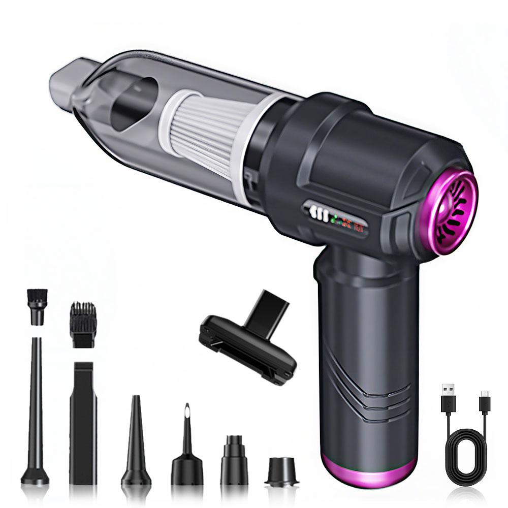 

16000PA Vacuum Cleaner Multi Brushes Nozzles Strong Blowing Suction Deflation Inflation Air Duster Portable Car Vacuum Cleaner чёрный