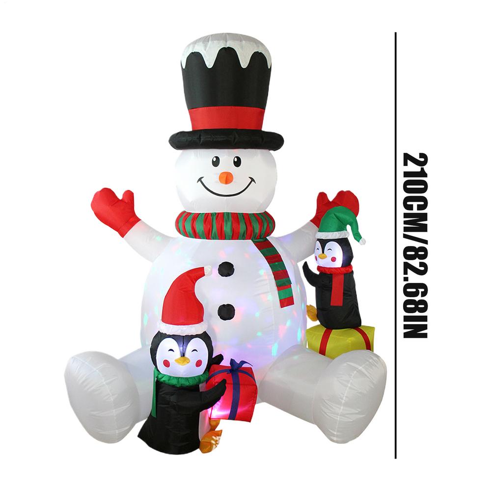 Christmas Inflatable 7ft Display Decor With 2 Penguins Christmas Inflatable Snowman For Family Friends Indoor Outdoor Party