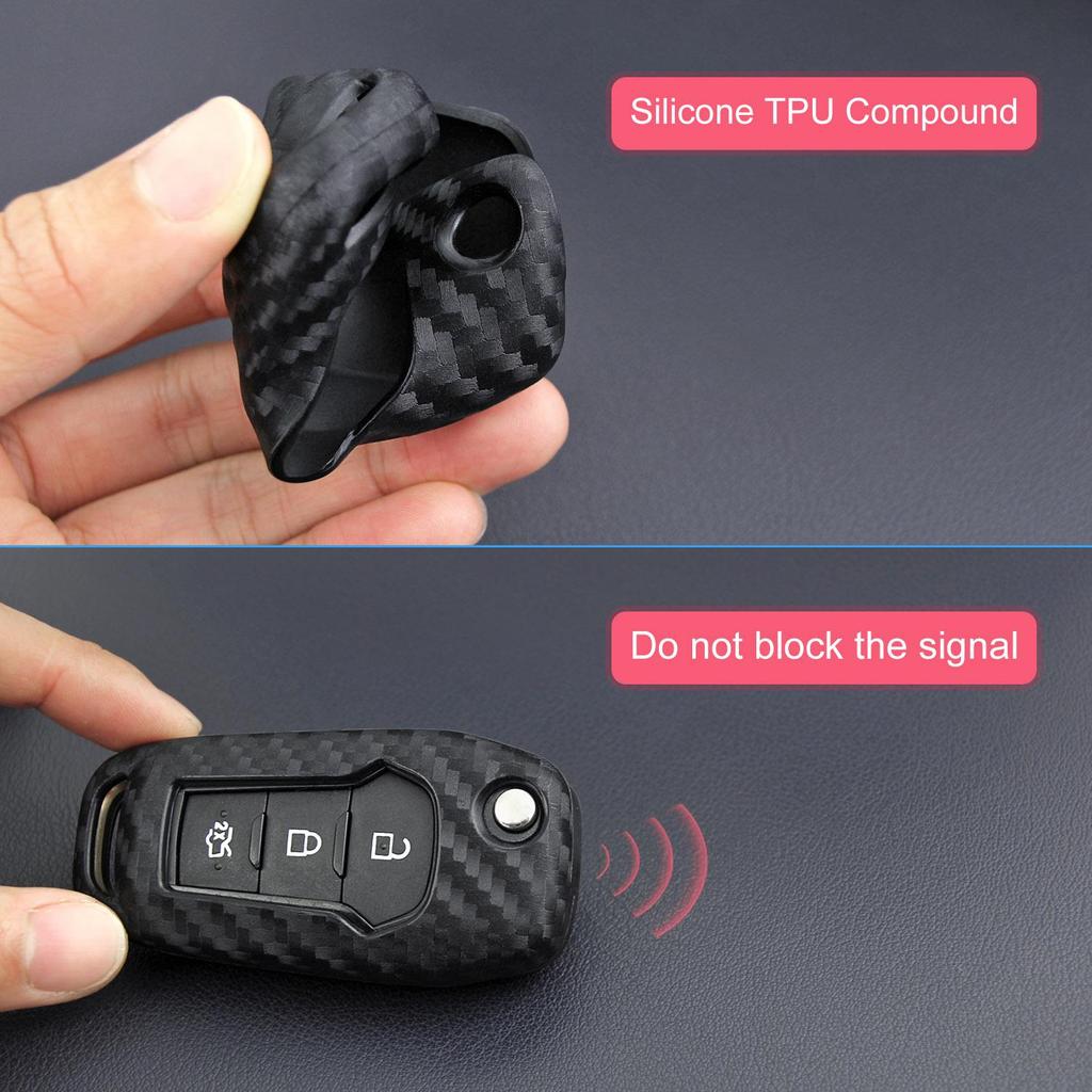 Carbon Fiber Texture Key Case for Ford: Fits Mondeo, Lincoln, Mustang, Focus - Protective Shell