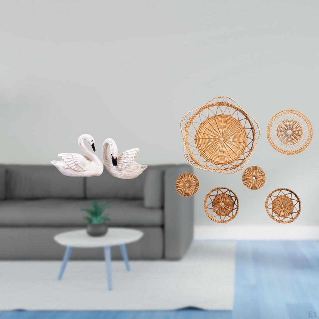 Elegant Rattan Woven Swan Sculptures Unique Wall Hanging Art Figurines for Bedroom Living Room