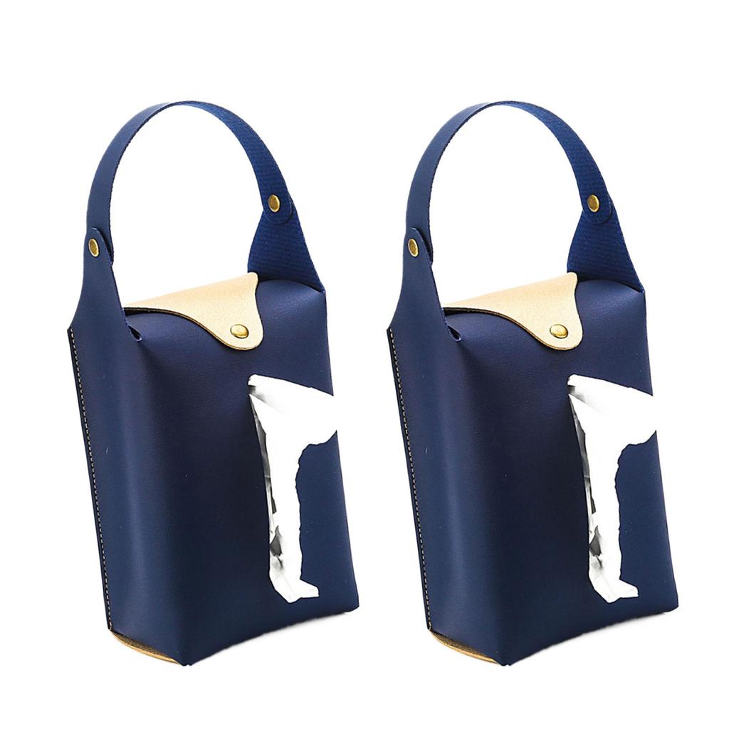 2pcs Colorful PU Leather Tissue Holder Box Hanging Paper Towel Dispenser for Living Room Office and Vehicle Interior