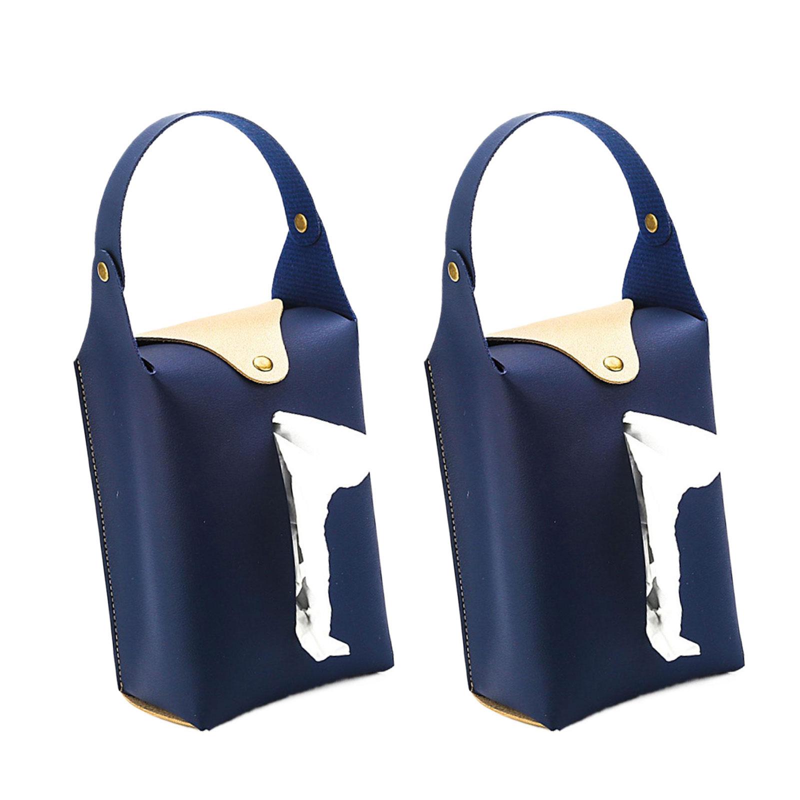 

2pcs Colorful PU Leather Tissue Holder Box Hanging Paper Towel Dispenser for Living Room Office and Vehicle Interior темно-синього кольору