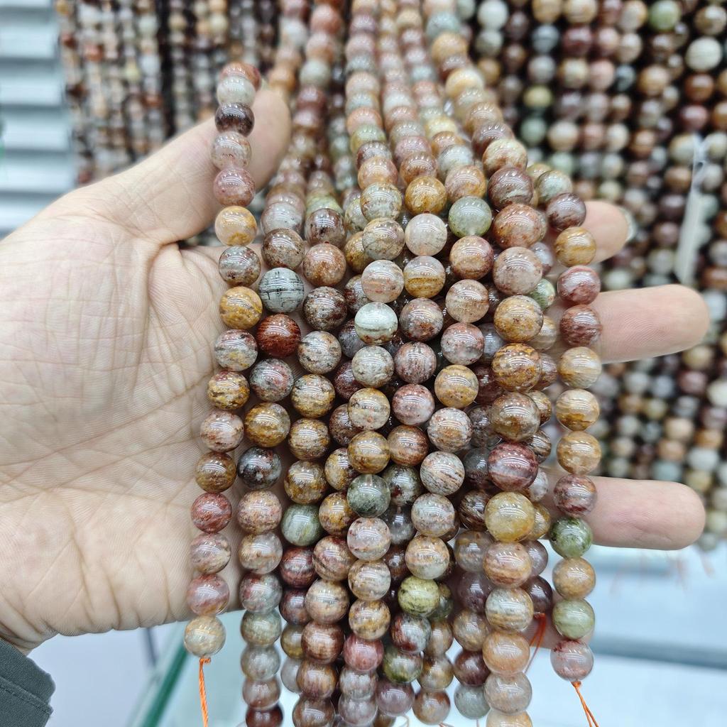 7A Natural Crystal Thousand-Layer Phantom Round Beads for DIY Jewelry and Accessories