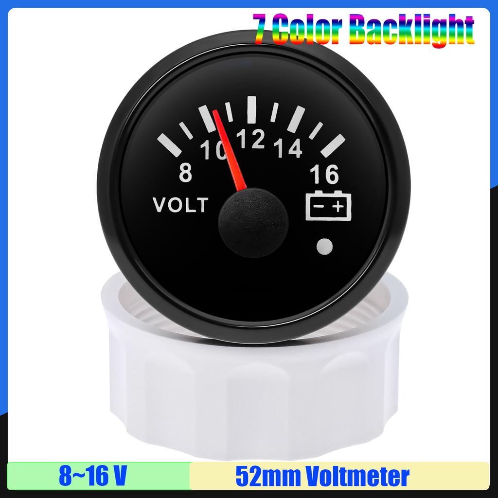 MAIMEIMI 7 Color LED 0-190ohm 52MM Fuel Water Level Gauge Water Temp Oil Pressure Meter Oil Temp Voltmeter with Alarm Optional