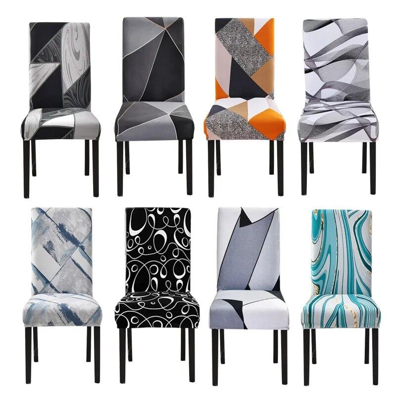 Spandex Wedding Chair Cover Lattice Floral Printed Seat Protector Slipcover for Hotel Banquet Housse De Chaise Dining Room Chair