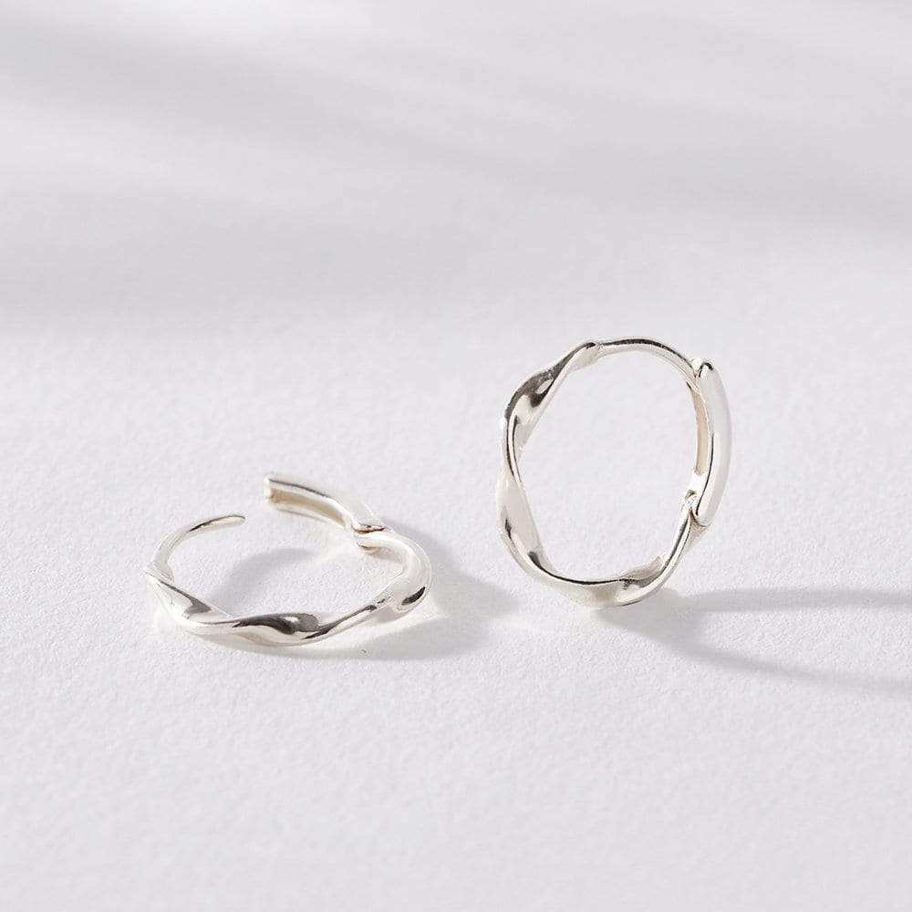 925 Silver Mariete One-Touch Ring Earrings W