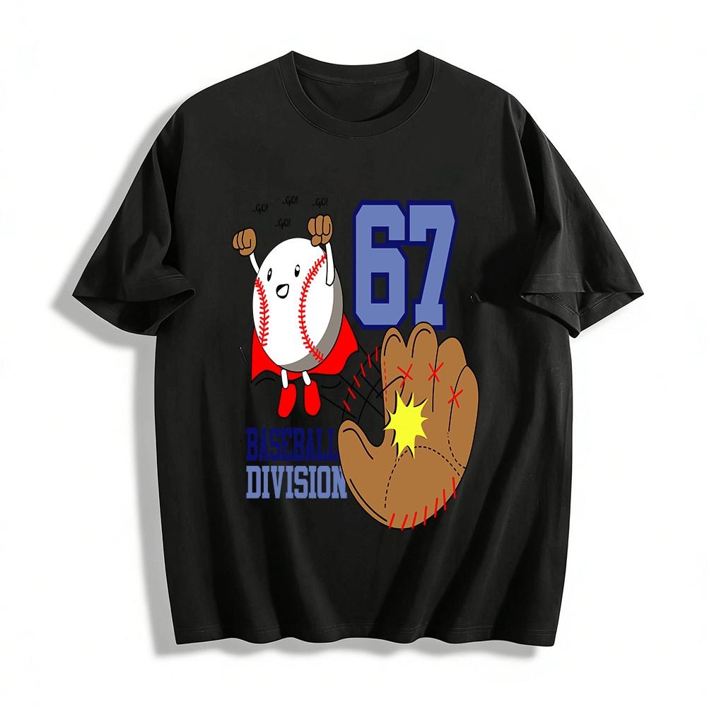 Супермен Бейсбол №67 Бейсбольный дивизион Забавный принт Топ Хлопковая футболка XXS