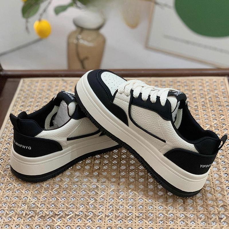 

Кожаные кроссовки женские Ins модные весенние новые универсальные повседневные кроссовки на платформе Panda белые туфли 40