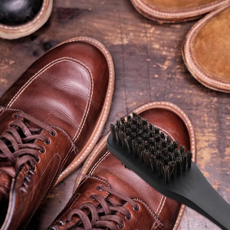 Shoe Cleaning Brush Double-Sided Horsehair Handle Shoe Brush With Soft Hair Multi-Functional Washing Shoe Cleaning Brush Protect