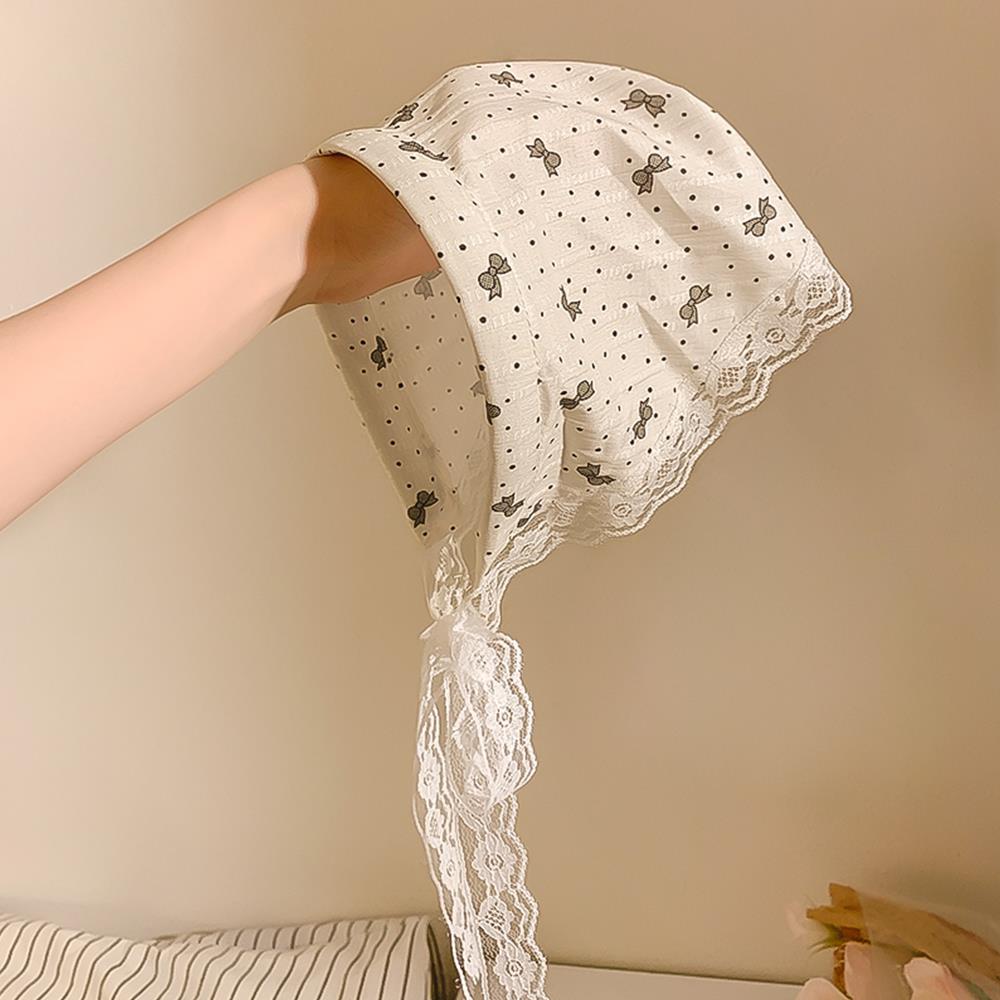 Korean Bowknot Hair Scarf Triangle Blue Neck Scarf Soft Hair Wrap Pastoral Style Hair Bandanas for Women Girls Hair Accesories