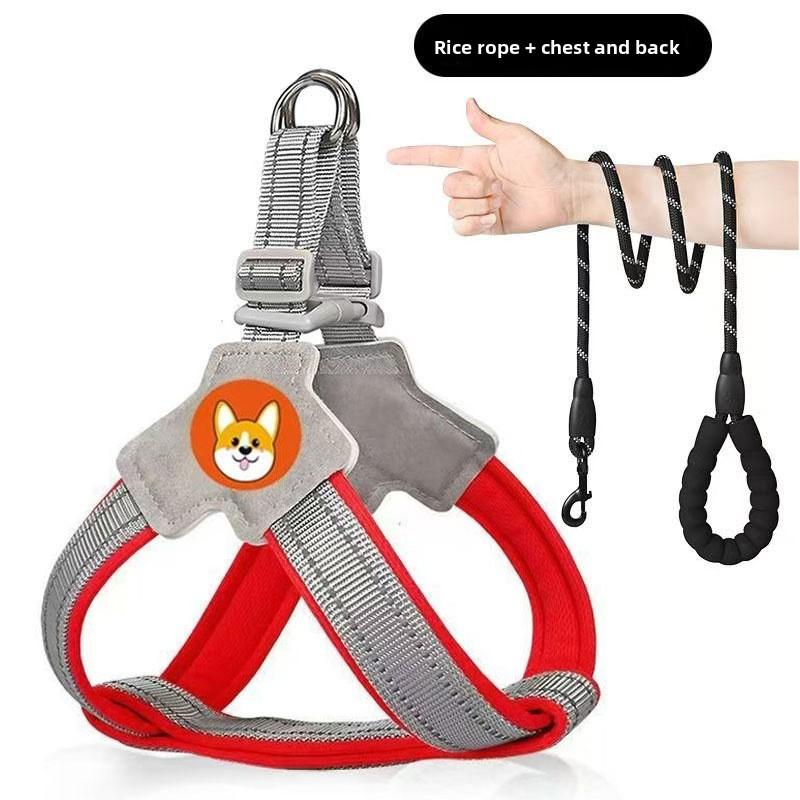 

Dogs Pulling Vest Pet Harness Reflective Breathable Anti Breaking Loose Small Dog Walking Traction Rope Pet Supplies (red,S) красный