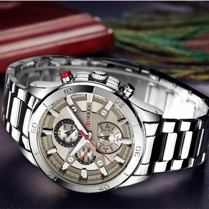 Fashion Full Stainless Steel Watches Top Brand CURREN Casual Mens Watch Analog Sport Wristwatch Quartz Clock Male Erkek Saat 8275