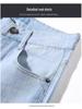 Men's Light Blue Casual Elastic Denim Shorts