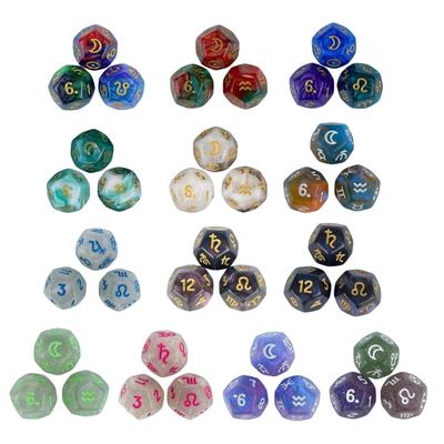 3Pcs 12-Sided Astrological Dices Tarots Constellations Divinations Dices Sign Planet Number Dices Tarots Card Accessory