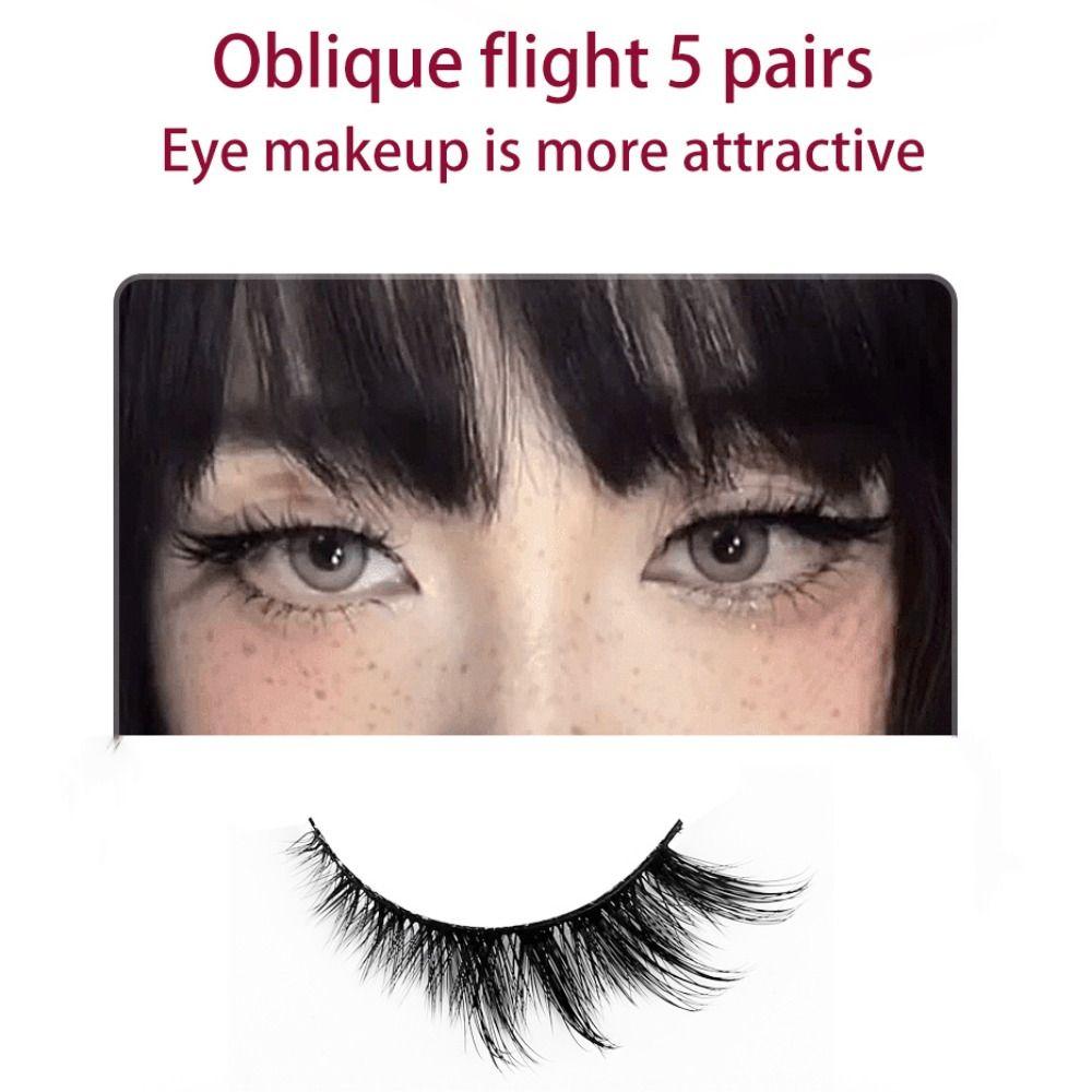 5Pairs Faux Mink Individual False Eyelashes Oblique Flight Clusters False Lashes  Makeup Tools