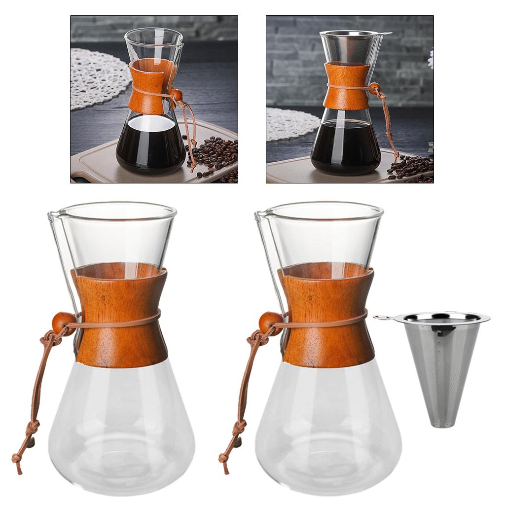 600ml / 20 oz Pour Over Coffee Maker Borosilicate Glass Carfae Manual Coffee Hand Dripper Clear