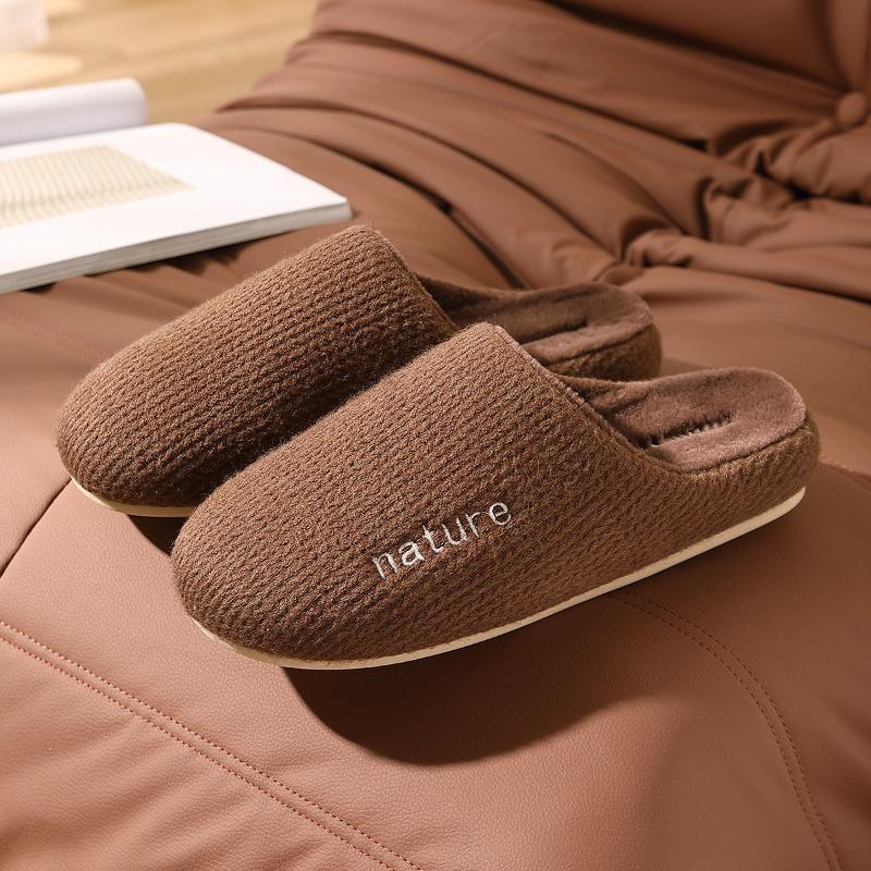 Cotton slippers men's autumn and winter, new home indoor warm non-slip plush slippers women