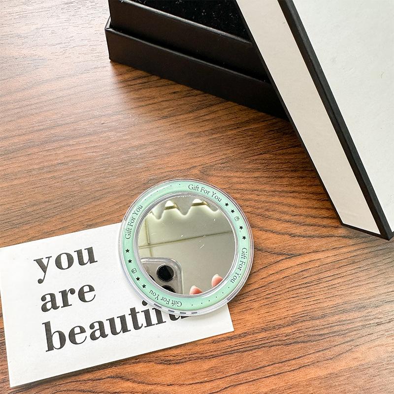 Round Mirror Magnetic Suction Mobile Phone Airbag Bracket Base Portable Makeup Mirror Simple Mirror Sticker Refrigerator Sticker Makeup Mirror