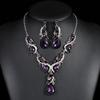 Women Necklace Earrings Rhinestone Luxury Hollow Symmetric Retro Set Out Anti-allergy Hanging Earrings Bridal Wedding