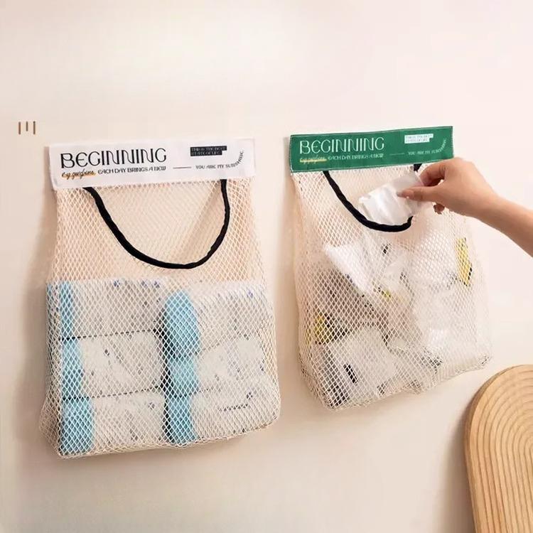 Кухонный мешок для мусора Хранение Чудо Пластиковый мешок Волшебная сетка-мешок Дверца шкафа Настенный Настольный мешок для хранения Milky yellow small size 444₽