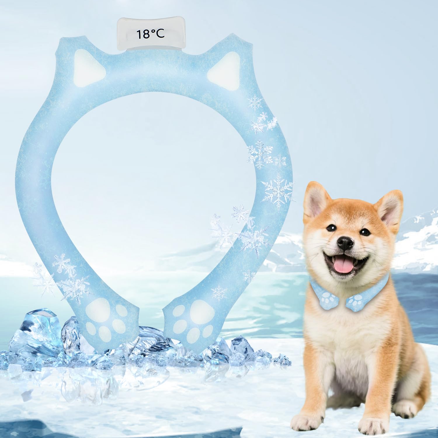 

Absdefen Охлаждающая шея для питомца Охлаждающая шея Ледяная шея Охлаждающая для щенков и теплового удара Тепло Без электричества PCM Охлаждающая шея Охлаждающая Замораживающая Физическое охлаждение Кольцо для синий