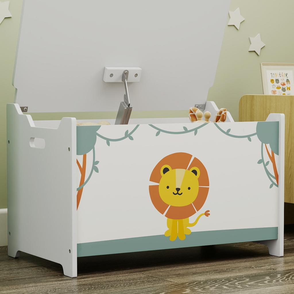 Coffre à jouets avec couvercle, Charnières de sécurité et poignées rainurées, Organisateur de rangement pour jouets pour enfants, Salon, Salle de jeux, Vert