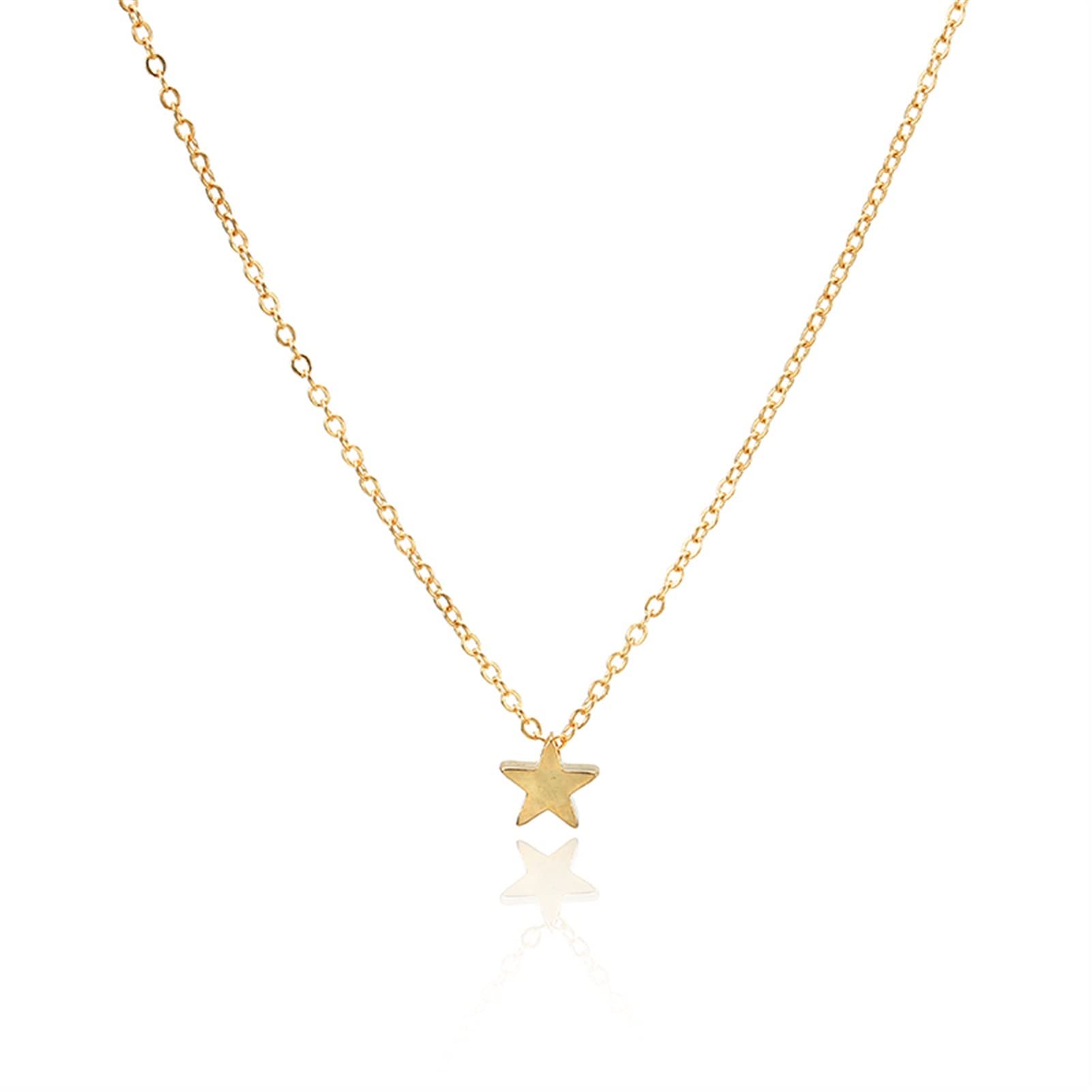

[XADITON] Necklace for Women, Necklace for Ladies, Women s Chain Heart Pendant Necklace, Gift, Ethnic Choker Pendant Necklace (Metal Color: Stars