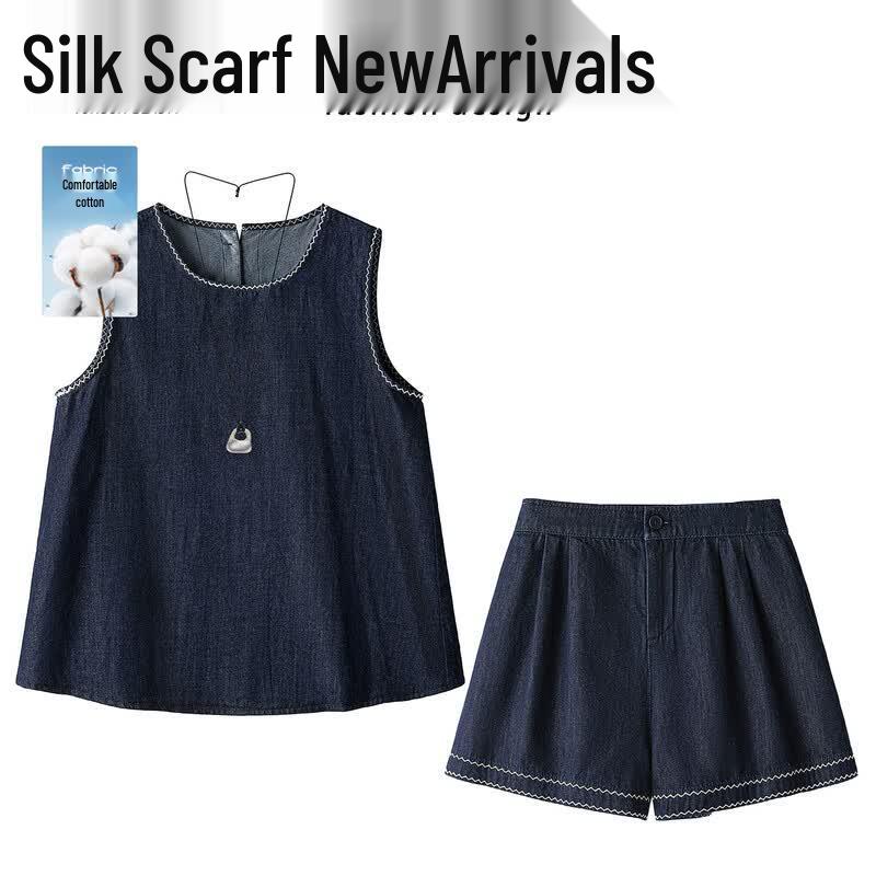 Women s Pure Cotton Denim Two-Piece Set XL