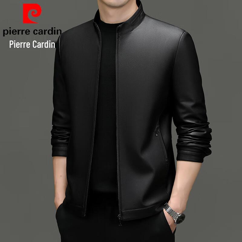 Pierre Cardin Men's Stand-Collar PU Leather Jacket