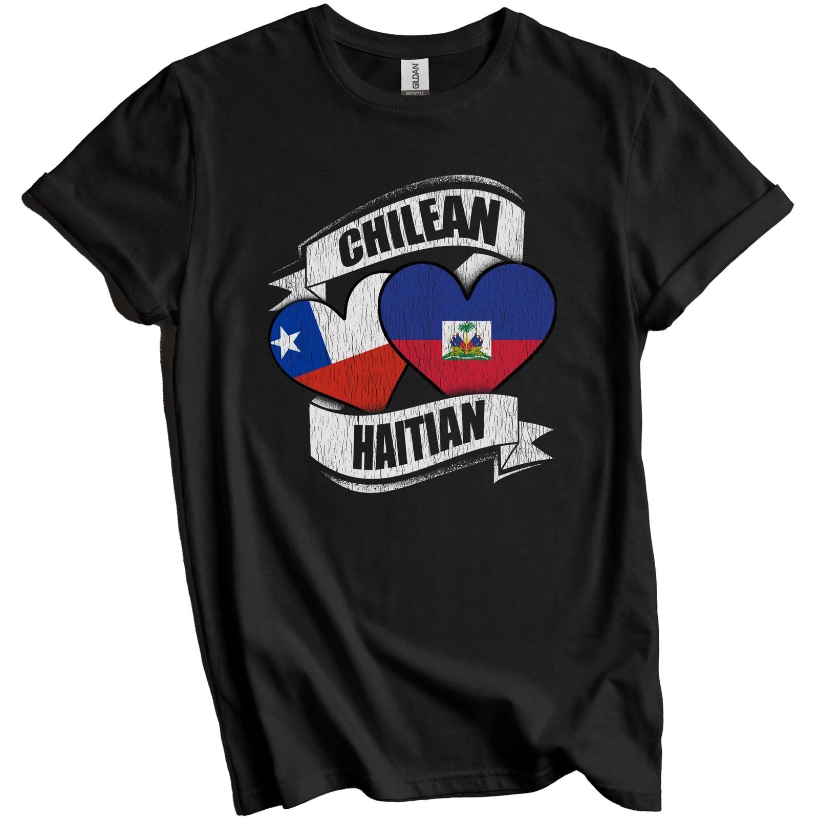 Chilean Haitian Hearts Chile Haiti Flags T-Shirt M