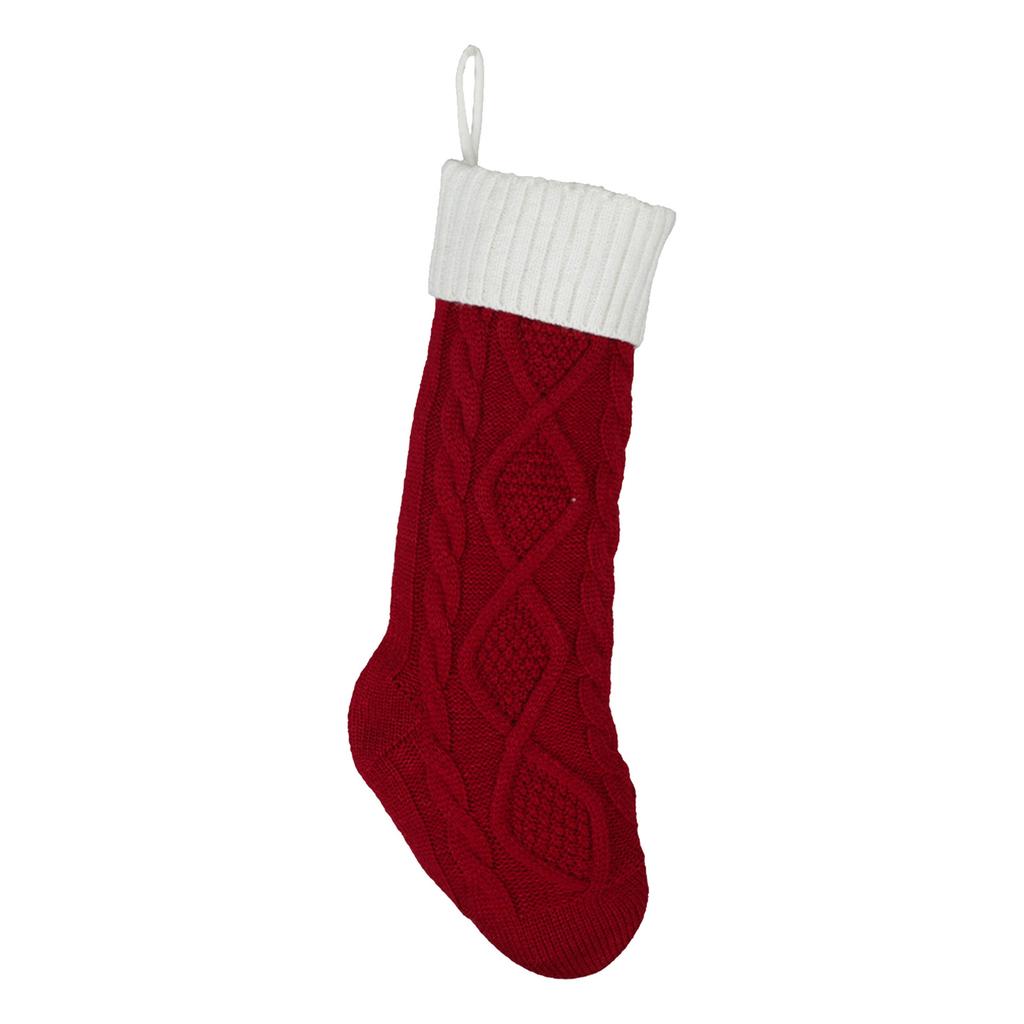 Xmas Hanging Stockings 18 Inches Knitted Stocking Large Size Knitted Xmas Stocking for Holiday Christmas Party Family Decor