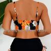 2026 European Sexy Lace-up High-waisted Print Bikini Swimsuit