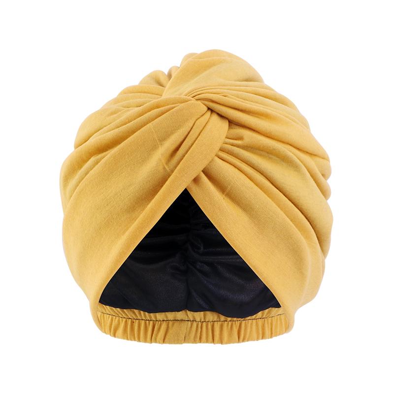 Women Double Layer Satin Linning Stretch Turban Hat Cross Ruffle Chemo Sleep Cap Twist Bandanas Muslim Hijab Headscarf India Hat