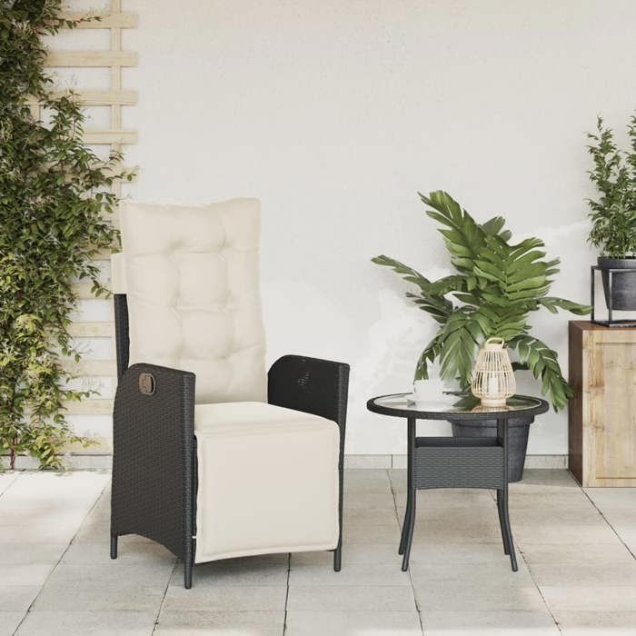 VidaXL Chaise inclinable de jardin et repose-pied noir résine tressée 365280