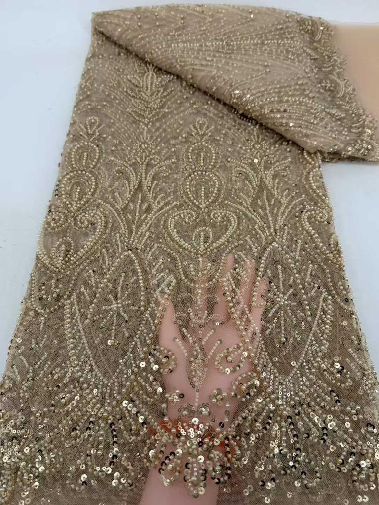 African French Tulle Groom Lace Fabric 5 Yards 2026 High Quality Sequin Nigeria Lace Fabric African Mesh Lace Fabric For Wedding