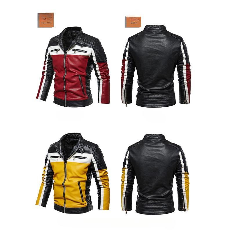 Nuova Giacca da Uomo in Pelle di Velluto Verde Giacca da Motociclista Abbinamento Colori Moda Britannica Giacca in Pelle da Uomo