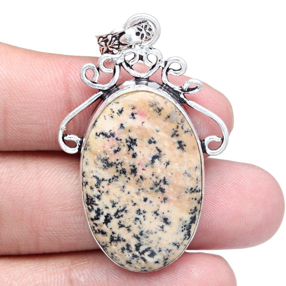 Pendant Hunny Dendritic Opal Gemstone Mother'Day Silver Jewelry 2"