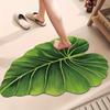 Luxury Tropical Leaf U-Shaped Bath Mat - Non-Slip, Quick-Dry Polyester Mat In Vibrant Green with Realistic Texture - Perfect for Bathroom