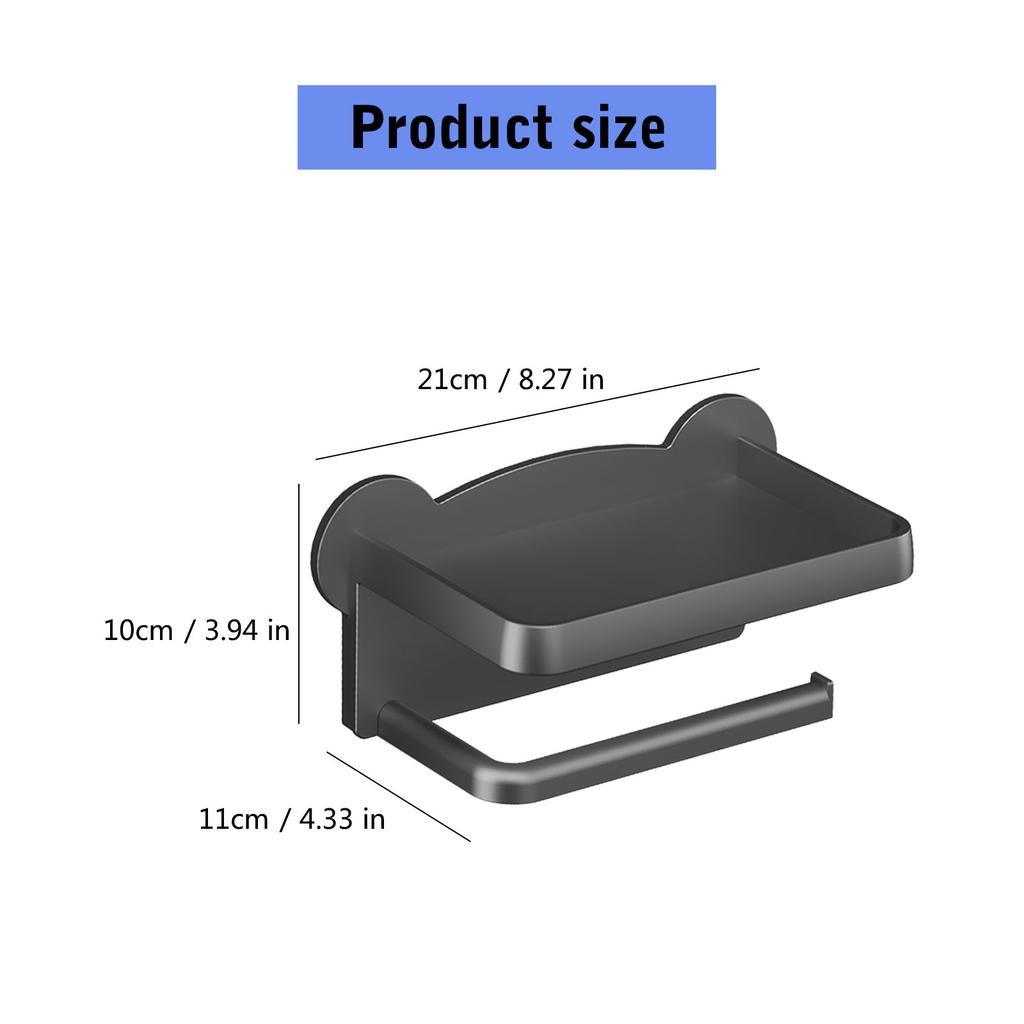 Punch Free Wall Mounted Tissue Holder withPhone Shelf Multifunctional Tissue Rack 3 Color for option for Restroom