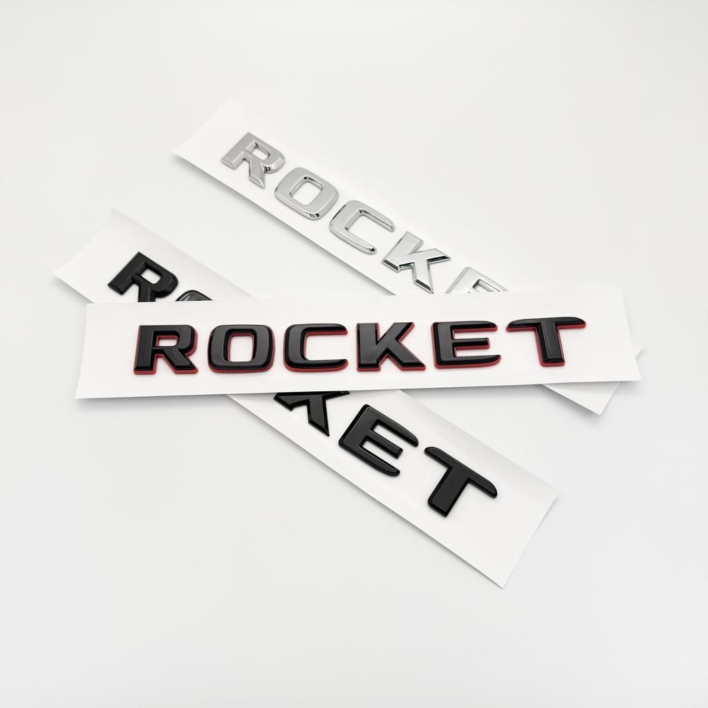 3D Glossy Black & Red ROCKET Car Letters Rear Trunk Bumper Tail Logo Badge Emblem Decals Sticker for 700 800 900 Accessories