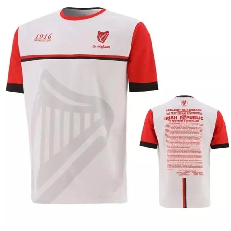 1916 Gedenktrikot 3D-gedrucktes Sport-Fußball-T-Shirt Collins Gedenktrikot Irische Herren Freizeit Bequeme Kurzarm-Oberteile
