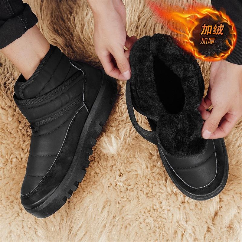 Snow boots fleece thickened high-top shoes winter outdoor northeast casual non-slip wear-resistant Velcro cotton boots