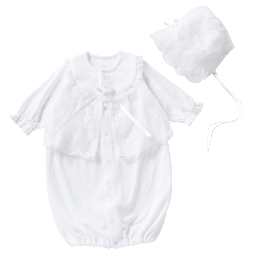 Cream De Coco Bouquet Print All Organza with Small Floral and Ribbon Made In (Hooded) Two-Way [Ceremony/Formal] Embroidery, Japan, 50-70cm (Off-White)