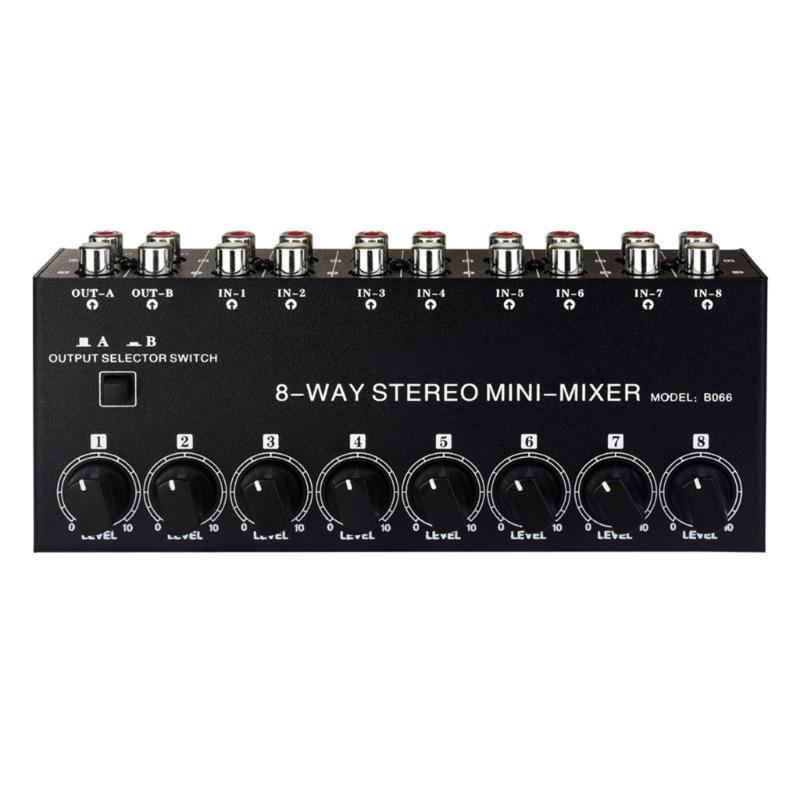 8 Channel Passive Sound Mixer 8 Input 2 Output Stereo Distributor Sound Mixer No Power Required Easy Operate