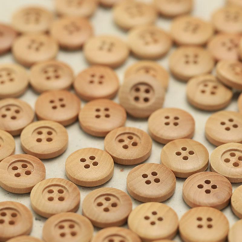 5Pcs Wooden Four-Eye Button Knitted Cardigan Shirt Sleeve Collar Buttons Children'S Clothing Versatile Clothes Decorative Wooden Buttons